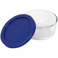 Pyrex Storage 2-Cup Round Dish, Clear with Blue Lid Pyrex Storage 2-Cup Round Dish, Clear with Blue Lid