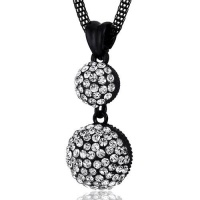 Double Disco Ball Clear Swarovski Crystal Pendant Necklace Double Disco Ball Clear Swarovski Crystal Pendant Necklace