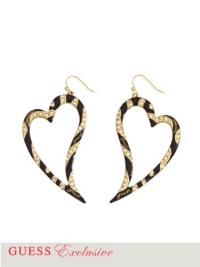 GUESS Heart-Shaped Tiger Hoop Earrings, GOLD