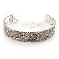 5-Row Swarovski Crystal Choker Necklace (Silver&Clear) 5-Row Swarovski Crystal Choker Necklace (Silver&Clear)