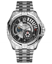 This technical marvel from the Dynamic Sport collection boasts precise automatic movement and built-strong stainless steel, by GUESS. This technical marvel from the Dynamic Sport collection boasts precise automatic movement and built-strong stainless steel, by GUESS.