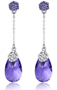 Pear Drop Swarovski Elements Crystal Dangle Earrings for Women Purple 1038801