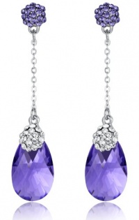 Pear Drop Swarovski Elements Crystal Dangle Earrings for Women Purple 1038801 Pear Drop Swarovski Elements Crystal Dangle Earrings for Women Purple 1038801
