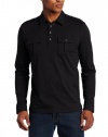 Calvin Klein Sportswear Men's Long Sleeve Snap Polo Liquid Jersey with Woven Trim