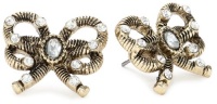 Betsey Johnson Iconic Heart of Gold Rope Bow Stud Earrings