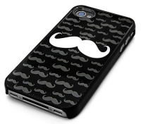Black Snap-On iPhone Cover Case for 4/4S iPhone - White Mustache Design - Height:4.5 Inches X Width: 2.5 Inches X Thickness:0.5 Inch. Black Snap-On iPhone Cover Case for 4/4S iPhone - White Mustache Design - Height:4.5 Inches X Width: 2.5 Inches X Thickness:0.5 Inch.