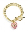 Juicy Couture Pave Heart Banner Starter Charm Bracelet Gold