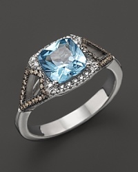 Badgley Mischka Blue Topaz Ring With White And Brown Diamonds Badgley Mischka Blue Topaz Ring With White And Brown Diamonds