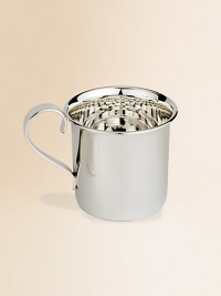 Gleaming sterling silver cup is practical today and a keepsake forever, destined to be passed down through generations. 7.1 oz capacity 2¾H X 2¾ diam Made in Spain Gleaming sterling silver cup is practical today and a keepsake forever, destined to be passed down through generations. 7.1 oz capacity 2¾H X 2¾ diam Made in Spain