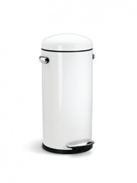 simplehuman Round Retro Step Trash Can, White Steel, 30-Liter / 8-Gallon simplehuman Round Retro Step Trash Can, White Steel, 30-Liter / 8-Gallon
