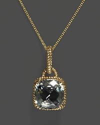 Green amethyst pendant necklace in 14K yellow gold. Green amethyst pendant necklace in 14K yellow gold.