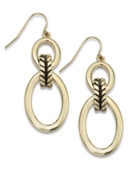 Iconic style to stand the test of time. Lauren by Ralph Lauren's classic drop earrings feature doubled oval links with a textured accent in 14k gold-plated mixed metal. Approximate drop: 1-1/2 inches. Approximate diameter: 3/4 inch. Iconic style to stand the test of time. Lauren by Ralph Lauren's classic drop earrings feature doubled oval links with a textured accent in 14k gold-plated mixed metal. Approximate drop: 1-1/2 inches. Approximate diameter: 3/4 inch.