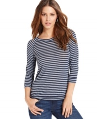 A back gathered detail adds fashion-forward flair to this otherwise basic BCBGMAXAZRIA striped top -- perfect over any of your fave bottoms! A back gathered detail adds fashion-forward flair to this otherwise basic BCBGMAXAZRIA striped top -- perfect over any of your fave bottoms!