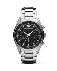 Equal parts sporty and sleek, this silvery watch from Emporio Armani encapsulates easy accessorizing. With a sturdy bracelet band and advanced chronograph movement, it's a timely investment. Equal parts sporty and sleek, this silvery watch from Emporio Armani encapsulates easy accessorizing. With a sturdy bracelet band and advanced chronograph movement, it's a timely investment.