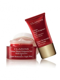Helps restore youthful-looking vitality by visibly reducing the appearance age spots, deep lines and wrinkles. Duo includes: Full-size Super Restorative Night Wear and travel-size Super Restorative Day Cream. Made in France. Helps restore youthful-looking vitality by visibly reducing the appearance age spots, deep lines and wrinkles. Duo includes: Full-size Super Restorative Night Wear and travel-size Super Restorative Day Cream. Made in France.