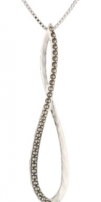 Judith Jack Fluidity Sterling Silver and Marcasite Hammered Linear Pendant Necklace, 18 Judith Jack Fluidity Sterling Silver and Marcasite Hammered Linear Pendant Necklace, 18