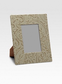 A true original, this Florentine ceramic statement piece decorated with paisley pattern in relief.Accomodates a 4.1 X 4.1 photograph9 X 11 X 1CeramicMade in Italy A true original, this Florentine ceramic statement piece decorated with paisley pattern in relief.Accomodates a 4.1 X 4.1 photograph9 X 11 X 1CeramicMade in Italy