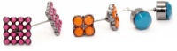 Nine West Sweet Thang Hematite-Tone Multi Colored Trio Earrings Set Nine West Sweet Thang Hematite-Tone Multi Colored Trio Earrings Set