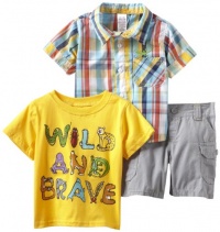 Nannette Baby-boys Infant 3 Piece Woven Shirt Knit Pullover and Short Set, Yellow, 12 Months Nannette Baby-boys Infant 3 Piece Woven Shirt Knit Pullover and Short Set, Yellow, 12 Months
