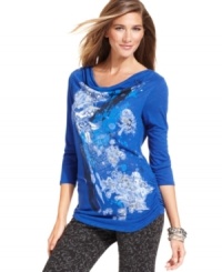 Style&co. brightens up this top with a fun print featuring metallic accents. Pair it with your favorite jeans for a chic, relaxed look! Style&co. brightens up this top with a fun print featuring metallic accents. Pair it with your favorite jeans for a chic, relaxed look!
