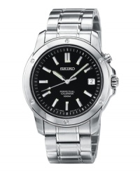 Keeping up with the times. This sporty, stainless steel bracelet automatically adjusts its calendar for odd and even months including February of leap years. Water-resistant to 100 meters. Keeping up with the times. This sporty, stainless steel bracelet automatically adjusts its calendar for odd and even months including February of leap years. Water-resistant to 100 meters.