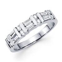 Diamond Wedding Band 14k White Gold Anniversary Ring Bar Set (3/4 CTW), Size 7 Diamond Wedding Band 14k White Gold Anniversary Ring Bar Set (3/4 CTW), Size 7