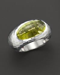 Faceted lemon quartz set in a sculpted sterling silver band. By Roberto Coin. Faceted lemon quartz set in a sculpted sterling silver band. By Roberto Coin.