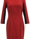 French Connection Red/Black Arte Panel Long Sleeve Dress 4