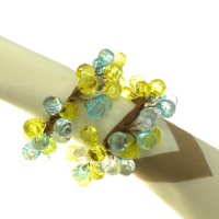 Yellow & Aqua Beaded Napkin Ring, Set of 2 Yellow & Aqua Beaded Napkin Ring, Set of 2