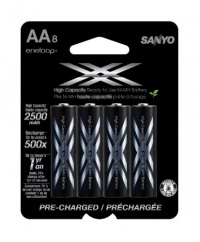 eneloop XX 2500mAh Typical / 2400 mAh Minimum, High Capacity, 8 Pack AA Ni-MH Pre-Charged Rechargeable Batteries eneloop XX 2500mAh Typical / 2400 mAh Minimum, High Capacity, 8 Pack AA Ni-MH Pre-Charged Rechargeable Batteries