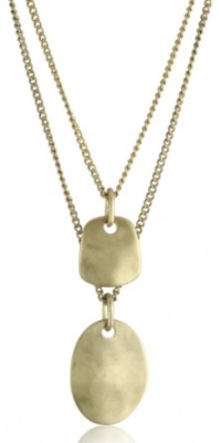 Kenneth Cole New York Gold Hammered Metal Two Row Necklace