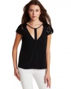 BCBGMAXAZRIA Women's Sierra Woven Top, Black, X-Small