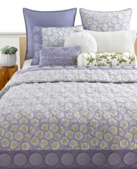Sumptuous quilting with detailed circle embroidery lends a warm accent to the Sakura bedding from Style&co. A reverse solid purple design enhances the collection with soothing color. (Clearance) Sumptuous quilting with detailed circle embroidery lends a warm accent to the Sakura bedding from Style&co. A reverse solid purple design enhances the collection with soothing color. (Clearance)