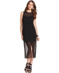 Swiss-dot chiffon gets a modern makeover with this sheer Kensie dress -- perfect for a downtown-chic look! Swiss-dot chiffon gets a modern makeover with this sheer Kensie dress -- perfect for a downtown-chic look!