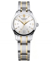 Impeccable Swiss watch craftsmanship with golden accents, by Victorinox Swiss Army. Impeccable Swiss watch craftsmanship with golden accents, by Victorinox Swiss Army.