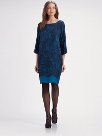 Supple silk, tailored in a loose, tunic-style silhouette and patterned with a bold, romantic lace print.BoatneckThree-quarter sleevesAbout 23 from natural waistSilkDry cleanMade in Italy of imported fabricModel shown is 5'10 (177cm) wearing US size 4. Supple silk, tailored in a loose, tunic-style silhouette and patterned with a bold, romantic lace print.BoatneckThree-quarter sleevesAbout 23 from natural waistSilkDry cleanMade in Italy of imported fabricModel shown is 5'10 (177cm) wearing US size 4.
