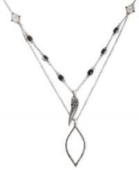 Style comes in layers. Lucky Brand's necklace, crafted from silver-tone mixed metal, features semi-precious glass stones for an earthy elegance. A wing detail gives it that soaring feeling. Approximate length: 18 inches + 2-inch extender. Approximate drop: 9-1/4 inches. Style comes in layers. Lucky Brand's necklace, crafted from silver-tone mixed metal, features semi-precious glass stones for an earthy elegance. A wing detail gives it that soaring feeling. Approximate length: 18 inches + 2-inch extender. Approximate drop: 9-1/4 inches.