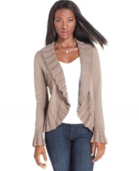 Who knew a sweater could be so flirty? Style&co.'s ruffled petite cardigan adds instant charm to any outfit. Who knew a sweater could be so flirty? Style&co.'s ruffled petite cardigan adds instant charm to any outfit.