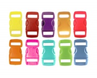 50 Buckles 3/8 (10mm), Mix of 10 Colors (5 of each) Contoured Side-Release. Perfect for Paracord Bracelets.