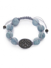 THE LOOKLuxury CollectionFaceted aquamarine beadsMoonstone accents1.8 tcw diamond-studded detailRhodium-plated sterling silver beadCord setting with adjustable closureTHE MEASUREMENTAdjustable diameter, about 2-3ORIGINMade in USA THE LOOKLuxury CollectionFaceted aquamarine beadsMoonstone accents1.8 tcw diamond-studded detailRhodium-plated sterling silver beadCord setting with adjustable closureTHE MEASUREMENTAdjustable diameter, about 2-3ORIGINMade in USA