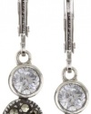 Judith Jack Sterling Silver Cubic Zirconia with Marcasite Pave Mini Drop Earrings