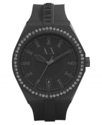 A mysterious unisex watch from AX Armani Exchange that glistens with smoky Swarovski elements. A mysterious unisex watch from AX Armani Exchange that glistens with smoky Swarovski elements.