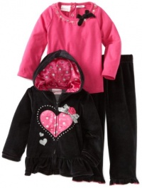 Nannette Baby-Girls Infant 3 Piece Velour Zip Hoodie Set, Black, 12 Months Nannette Baby-Girls Infant 3 Piece Velour Zip Hoodie Set, Black, 12 Months