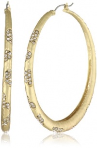 ABS By Allen Schwartz Pave Beach Gold-Tone Scattered Pave Hoop Earrings ABS By Allen Schwartz Pave Beach Gold-Tone Scattered Pave Hoop Earrings