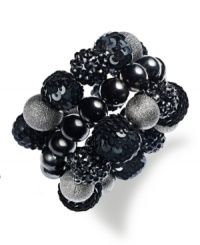 Beads bring modern fashion with this Style&co. bracelet. The three-row design showcases hematite and black plastic stones for an intriguing accessory. Crafted in hematite tone mixed metal. Approximate length: 7-1/2 inches. Beads bring modern fashion with this Style&co. bracelet. The three-row design showcases hematite and black plastic stones for an intriguing accessory. Crafted in hematite tone mixed metal. Approximate length: 7-1/2 inches.