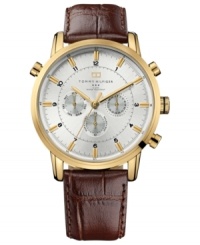 A versatile timepiece in rich leather and golden hues from Tommy Hilfiger. A versatile timepiece in rich leather and golden hues from Tommy Hilfiger.