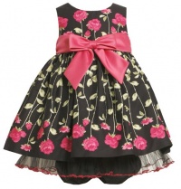 Bonnie Baby Baby-Girls Infant Flower Print Satin Sash Dress, Black, 18 Months Bonnie Baby Baby-Girls Infant Flower Print Satin Sash Dress, Black, 18 Months