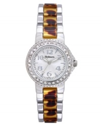 Tortoise tones and stone accents make an elegant pair on this Style&co. watch. Tortoise tones and stone accents make an elegant pair on this Style&co. watch.