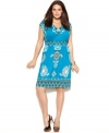 Featuring a vivid print, INC's sleeveless plus size dress is a must-have for statement-making style this spring!