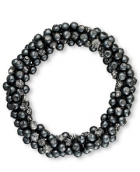 Shades of gray. This clustered bracelet from Charter Club adds allure with smoky glass beads. Stretches to fit wrist. Crafted in hematite tone mixed metal. Approximate diameter: 2-1/2 inches. Approximate length (when stretched): 7 inches. Shades of gray. This clustered bracelet from Charter Club adds allure with smoky glass beads. Stretches to fit wrist. Crafted in hematite tone mixed metal. Approximate diameter: 2-1/2 inches. Approximate length (when stretched): 7 inches.